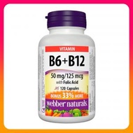 Webber Naturals - 三重功效配方 維他命 B6+B12+葉酸 120 粒 懷孕備孕胎兒發展 平行進口 (參考效期:01/2027*)