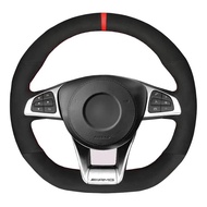 Steering Wheel Cover Soft Black Suede For Mercedes-Benz A45 AMG W205 C43 C63S AMG CLA45 CLS63 AMG GL
