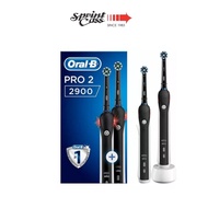 Oral-B Pro 2 2900 Dual Set Cross Action Electric Toothbrush Rechargeable Powered by Braun, 2 Handle