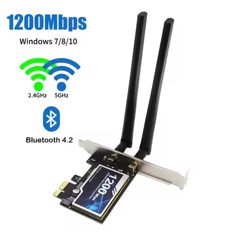 WiFi 5 PCI-E Wireless Adapter AC1200 Network Card Dual Band 2.4G/5GHz 802.11AC For Bluetooth 4.2 Des