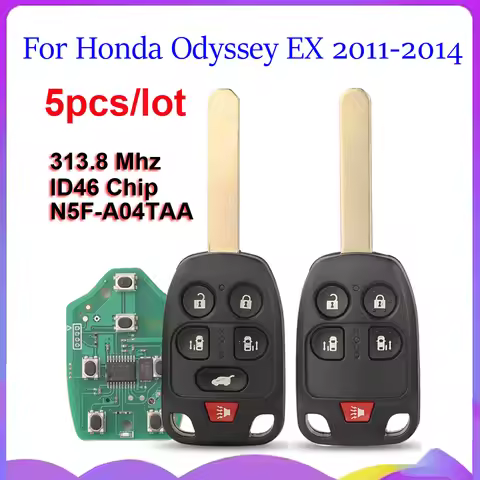 Jingyuqin New 5pcs 5/6 Buttons 313.8Mhz ID46 Chip Auto Keys Control Remote Car Key For Honda Odyssey