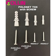 POLONET PLASTIC TOX WITH SCREW PLASTIC EXPANSION PIPE 5&6x1"/ 6&8x1"/ 8&10x1-1/2"/ 10&10x1-3/4"