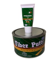 สีโป๊วไฟเบอร์ แพลน  Plan 2K Fiber Putty Fiberglass  Polyester Filler โป้วยึดเกาะเหล็กได้ดี สีเขียว ข