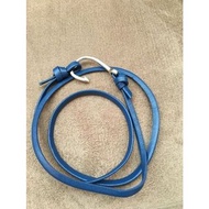 MIANSAI純銀魚鉤皮繩手環(藍)
