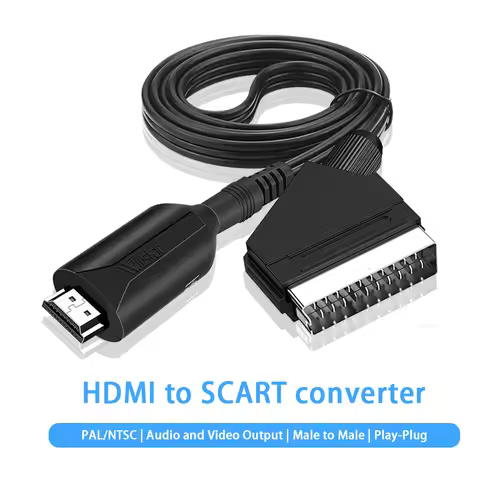 HDMI to SCART converter, 1080P HDMI input SCART output suitable for VHS/TV box/DVD/PC/PS4/TV/monitor