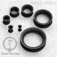 Ear-tunnel Silicone Piercing Earrings Double flair Black Size 4-40mm