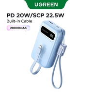 UGREEN Power Bank  20000mAh PD 22.5W 20W Fast Charging Powerbank Built in Dual-Cable Portable Charge