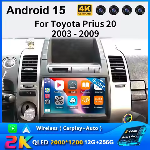 Android 15 For Toyota Prius 20 2003-2009 CarPlay Auto Radio Multimedia Stereo Head Unit Player Navig
