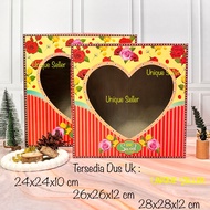 MERAH [Contains 10] HEART LID Tart Cake Box 24x24x10 26x26x12 28x28x12 / Heart Cover Proposal Box Uk