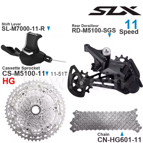 Shimano Groupset with SLX SL-M7000 Shifter and DEORE RD-M5100 Rear Derailleur CS-M5100 Cassette Spro