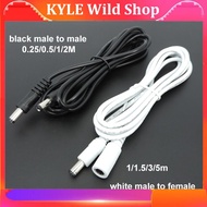 KYLE Wild Shop 22awg 3A DC Male To male female Power supply Adapter white black cable Plug 5.5x2.1mm Connector wire 12V Extension Cords
