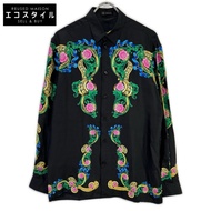 ジャンニ ヴェルサーチ A75980 เสื้อเชิ้ตแขนยาวลายดอกไม้หลายสีสีดำ 39【มือสอง】