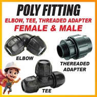 PVC Sambungan Paip / Poly Fitting (Female & Male) Poly Pipe Connector Socket/ Elbow/ Threaded Adapte