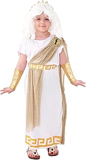Kosgraiy Kid Zeus Costume,Greek God Costume Kid,Ancient Greek Outfit with Headband,Wrist Cover,Hallo