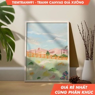 Tranh treo tường Abstract Mountain Colorful Abstract Wall Art Acrylic Art Printable Art tặng kèm đ