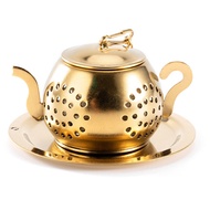 304สแตนเลสรูปทรงกาน้ำที่กรองชาเครื่องชงชาแบบหลวมกับโซ่ถาดจุ่มที่ชงชา