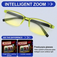 Smart Zoom Gradient Color Reading Glasses +100-+700 Degree Auto Adjustment Anti Blue Light HD Presby
