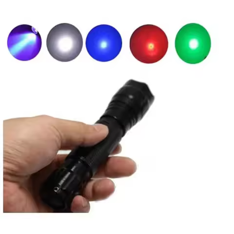 1PCS WF-501B White Red Green Blue UV Purple Light Lamp XML-T6 800 Lumens 1 Mode Hunting Tactical 501