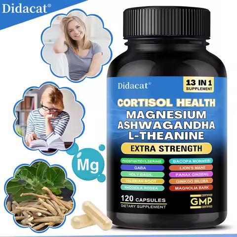 13-in-1 Cortisol Supplement - Magnesium Ashwagandha for Brain Memory, Thinking, Brain Cell Health, M
