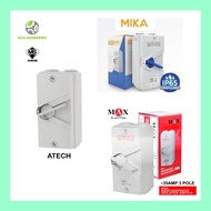 MAX / ATECH / MIKA IP56 60/20Ampere 3Phase Weatherproof Triple Pole Surface Waterproof Isolator Swit
