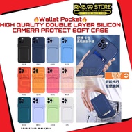 Samsung A14 A34 A54 Luxury Dual-Layer Foam Back Card Pocket Silicon Soft Case