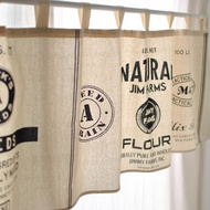 Beige Short Curtain for Kitchen Nordic Style Fabric Curtain Bay Window Curtain Simple Black and Whit