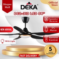 DEKA DC2-313L 56" 5 Blades DC Motor with 7 Speeds Remote Control + Reverse Ceiling Fan with LED Light Black Kipas Siling