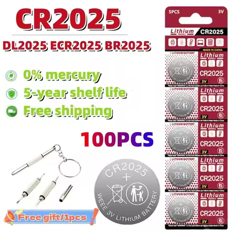 Quick Delivery 150mAh 3V CR2025 Battery Lithium Battery DL2025 BR2025 KCR2025 For Car Remote Control