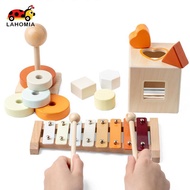 LAHOMIA 5 Pieces Wooden Toys Set for Toddlers Fine Motor Skills Rattle Sensory Development Bead Maze