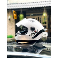 (Select model) Glossy WHITE AGU HELMET WITH CAT EARS AND WIND TAIL SUPER KUTE 2025