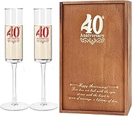 JNDJE 40th Wedding Anniversary for Couples, 40th Anniversary Champange Glasses for Parents, 40th Wed