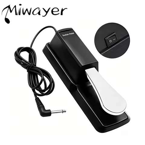 Miwayer Black Sustain Pedal with Polarity Switch for MIDI Keyboard Synth Digital Piano, Universal fo