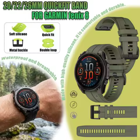 For Garmin Fenix ​​8 51mm/47mm/43mm Bands Silicone Strap 26mm/22mm/20mm Quickfit Strap for Garmin Fe