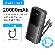 Vention 20000mAh Power bank PD 22.5W Fast Charge Original Mobile 10000mAh Phone Powerbank Built in T