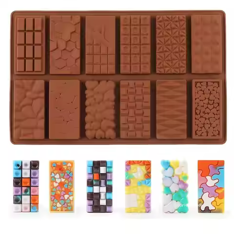 Dubai Chocolate Mold Bar Pistachio Chocolate Bar Silicone Thick Mold for Filling Bars, Largecandy Ba