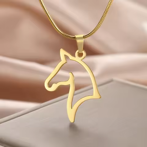 My Shape Horse Pendant Necklaces Stainless Steel Necklace Animal Horse Head Horserace Chain Horse Lo