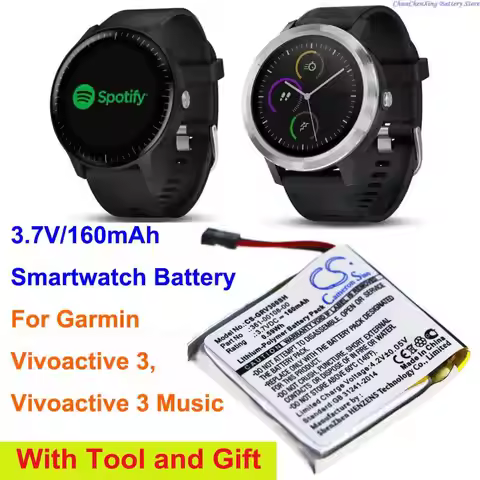 Cameron Sino 160mAh Smartwatch Battery 361-00108-00, 361-00108-01 for Garmin Vivoactive 3, Vivoactiv