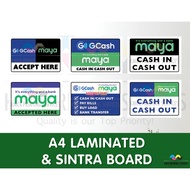 For Hanging Leave on Remarks Accept Here Gcash Maya | Cash In Cash Out | Pay Bills | Buy Load Signs