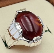 紅色Aqeeq Akik Aqiq 葉門 Yaman Yamni 瑪瑙 Bague 純銀飾品戒指