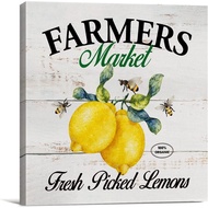 Farmhouse Farmers Market Fresh Lemons Sign Wall Art Prints Canvas Painting Rustic Lemon Kitchen Prin