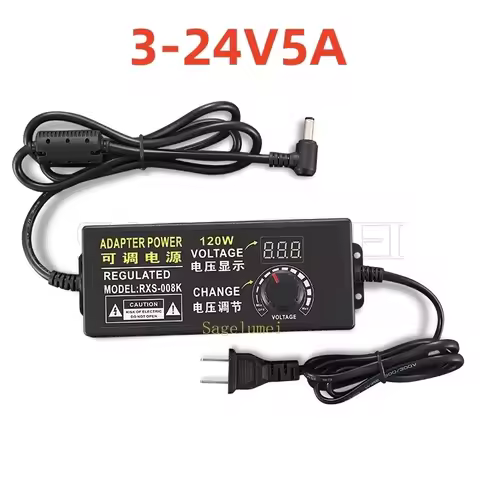 Adjustable AC To DC Power Supply AC110-220V To DC3V-24V 3A/5A 60W 120W Power Supply Adapter Universa