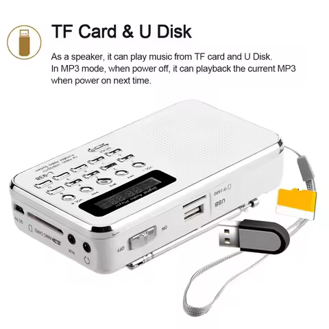 L-938 Mini FM Radio Digital Portable 3W Stereo Speaker MP3 Audio Player High Fidelity Sound Quality 