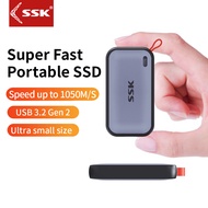 SSK 1050MB/s Portable External SSD 1TB USB 3.2 Gen 2 External Solid State Drive Compatible Windows Macbook External SSD 2TB