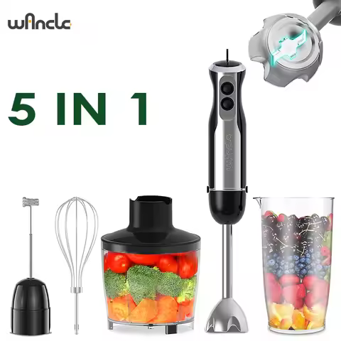 Wancle Electric Immersion Hand Blender Mixer 1000W 5 in 1 Powerful Kitchen Blender for Egg Whisk Mea