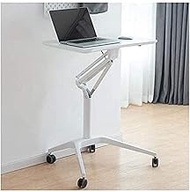 Bedside Desk C-shaped Base Laptop Desk Home Office Sofa Side End Tables Laptop Stand Adjustable Computer Standing Desk Movable Wheels, for Bed Sofa Hospital Reading Eating (Color : White) Comfortable