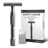 Black Safety Razor Single Blade Razors for Men with 10 Platinum Coated Stainless Steel Double Edge S