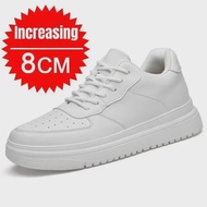 New Height Increasing Shoes for Men 10cm Invisible Elevator Sneakers White Leathe Sport Zapatillas D
