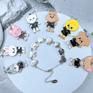Kpop Idol Stray Kids Skzoo Cute Cartoon Character Design Alloy Dripping Oil Key Holder Charm Bracelet