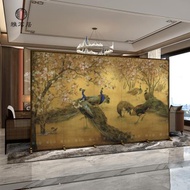 新中式孔雀屏風隔斷客廳可移動客廳酒店茶室折疊吉祥如意折屏