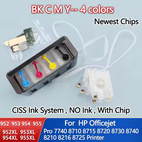 With VB.9 Chip HP 953XL 952XL 955XL 954XL Empty Ink CISS System for HP Officejet Pro 7740 8710 8715 